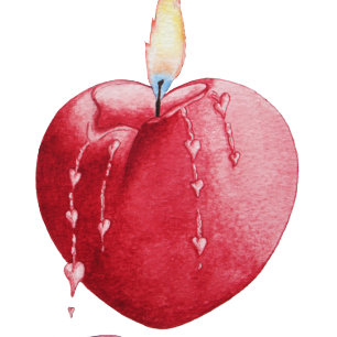 Convite vela de coração romântica vermelha para casamen