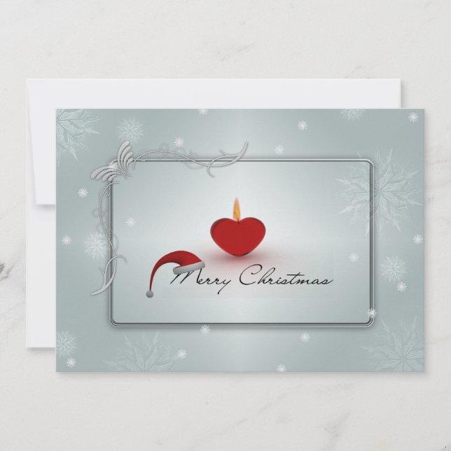 Convite Vela de Natal & Flocos de Neve Dupla Face (Frente)