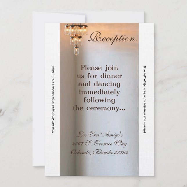 Convite Vela Mason Jar Chandelier da placa de recepção 3,5 (Frente)