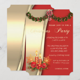 Convite Velas de Natal, Corporativo Dourado Vermelho Festa