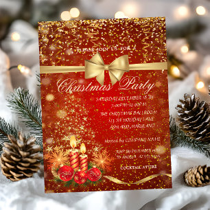 Convite Velas de Natal Elegantes, Festa da Empresa da Árvo