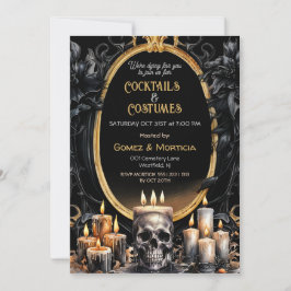 Convite Velas Douradas Negras do Halloween Malditas