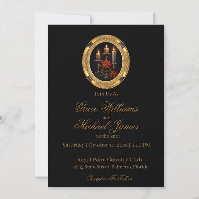 Convite Velas e Rosas góticos lindamente (Frente)