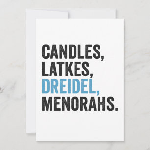 Convite Velas Latkes Dreidel Menorás Humor Hanukkah Judeu