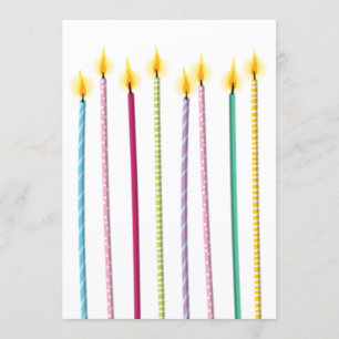 Convite Velas Longas Coloridas Modelo de Aniversário