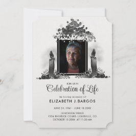 Convite Velas Pretas e Brancas Foto Celebração de Vida