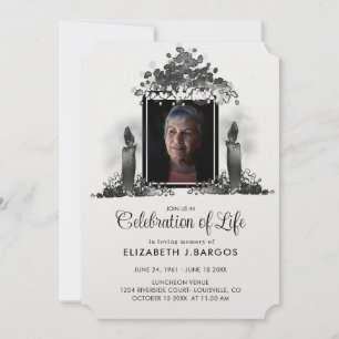 Convite Velas Pretas e Brancas Foto Celebração de Vida