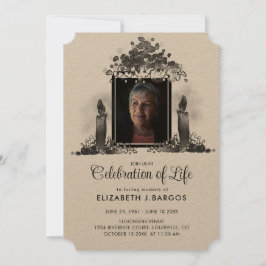 Convite Velas Rústicas Kraft Foto Celebração da Vida