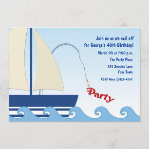 Convite Veleiro azul, tema náutico