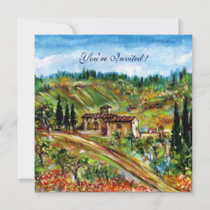 Convite VELHA CASA DE CAMPO PAISAGEM DA TOSCANA,amarelo ve