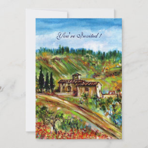Convite VELHA CASA DE CAMPO PAISAGEM DA TOSCANA,amarelo ve