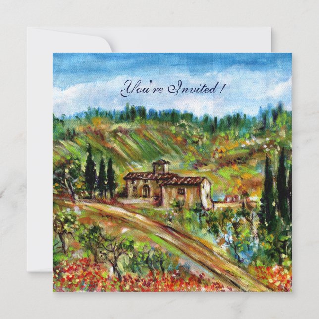 Convite VELHA CASA DE FARMÁCIA PAISAGEM DA TOSCANA,amarelo (Frente)