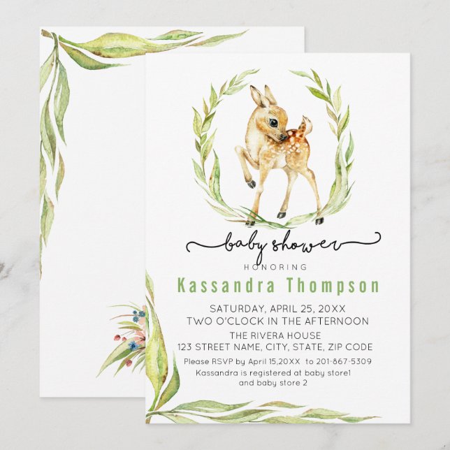 Convite Velhinho De Bebê Com Chá de fraldas Verde (Frente/Verso)