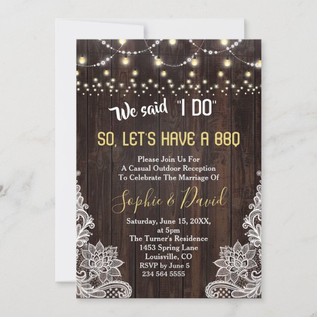 Convite Velho Barn Russo Lights Que Faço CHURRASCO (Frente)