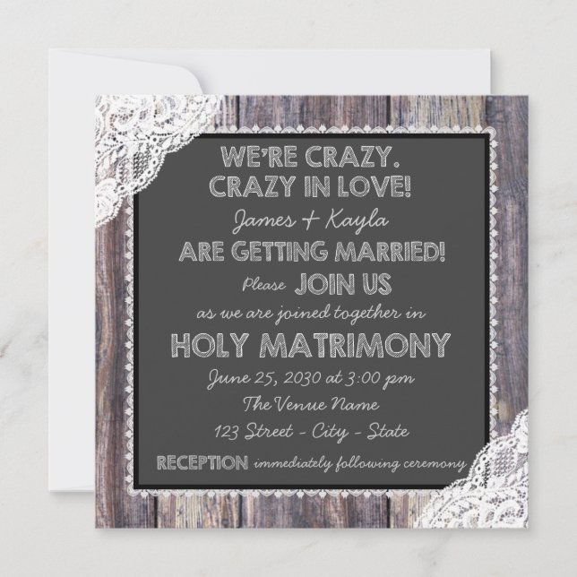 Convite Velho Casamento Russo de Chalkboard (Frente)