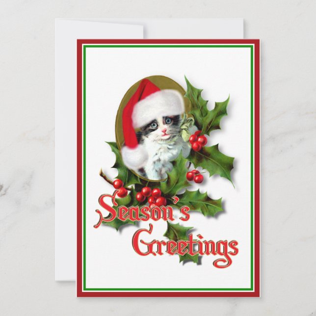 Convite Velho Estilo Saudações da Época de Kitten (Frente)