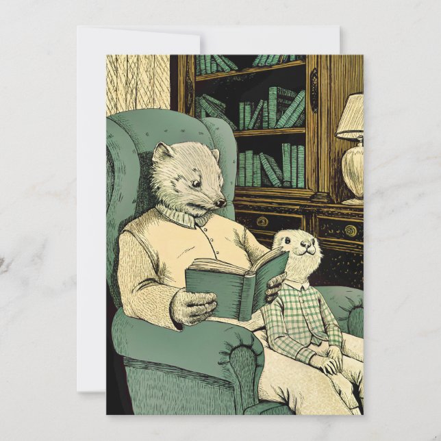 Convite Velho fuzileiro lendo um livro para uma jovem moça (Frente)