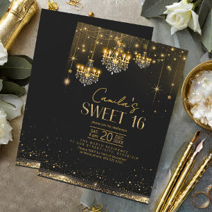 Convite Velho Glam Chandeliers Sweet 16 ID1108