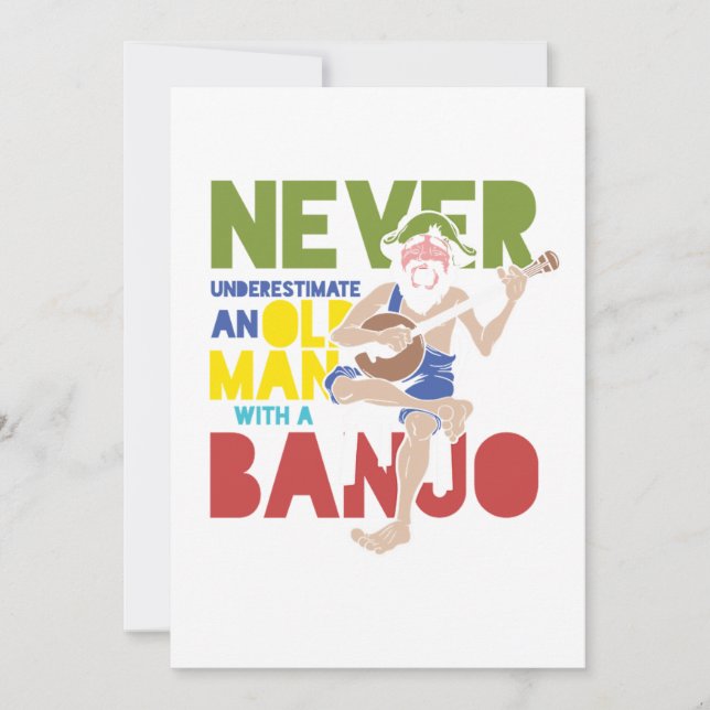 Convite Velho Homem Com Gift De Bluegrass De Música Banjo  (Frente)