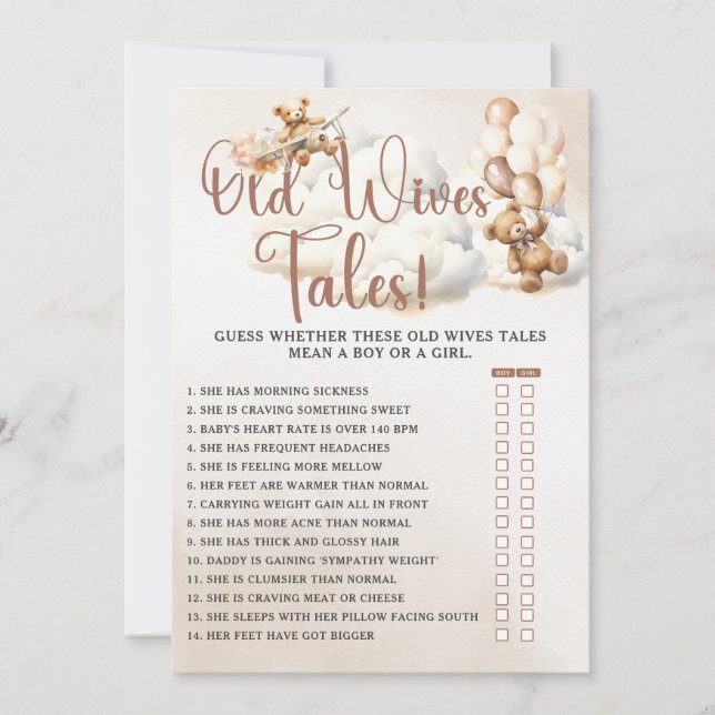 Convite VELHOS FALAM O Urso Bonito Do Jogo Do Chá de frald (Frente)