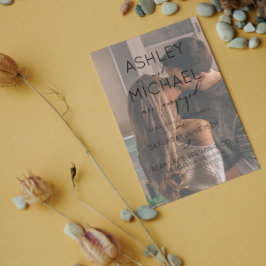 Convite Vellum Overlay 2 Photo Calligraphy Engagement