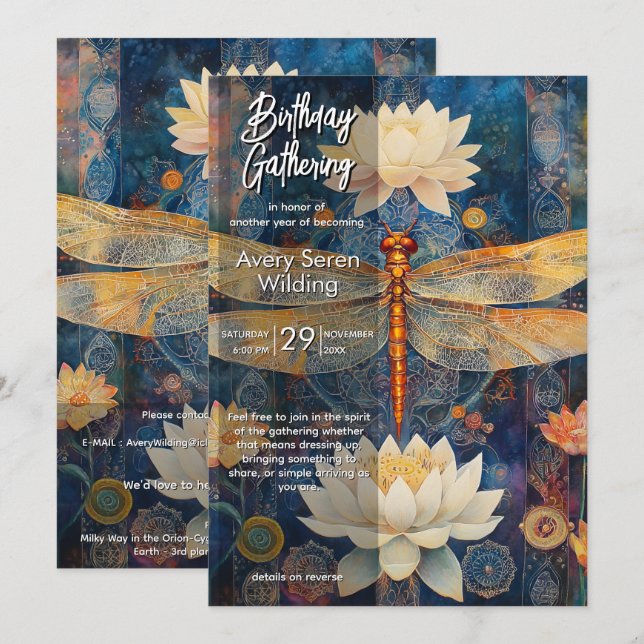 Convite Velo de Luz | Dragonfly Design (Frente/Verso)