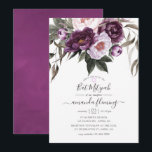 Convite Velvet Bat Mitzvah<br><div class="desc">A mão floral violeta e ameixa pintou o convite do morcego mitzvah com uma tipografia elegante.</div>