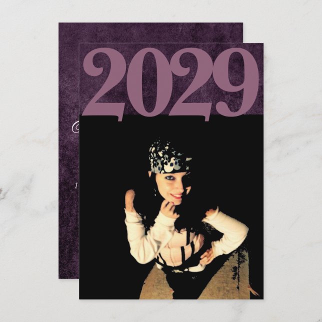 Convite Velvet Formando | Foto de Grunge Roxo Ametist (Frente/Verso)