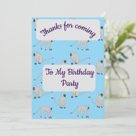 Convite Velvet Monkeys Thank you Card