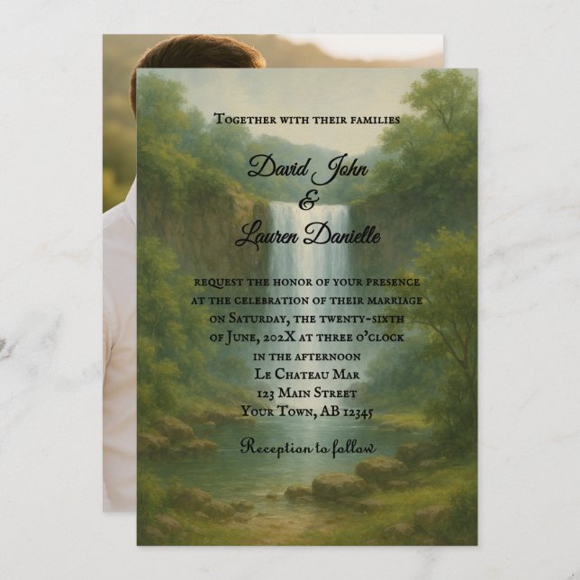 Convite Velvet Rapids Photo Wedding Invitation (Frente/Verso)