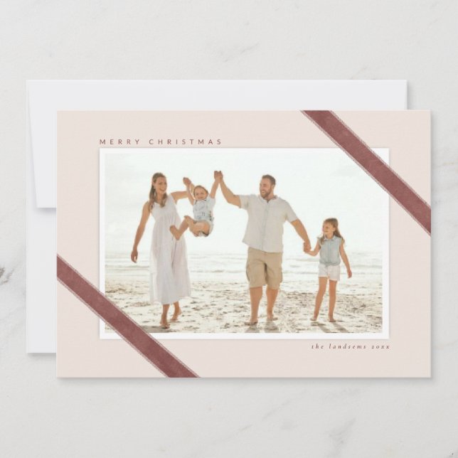 Convite Velvet Ribbon acentuou design de fotos de Natal (Frente)
