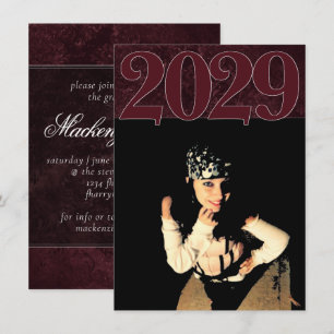 Convite Velvity Wine Damask   Maroon Grunge Barroco Foto