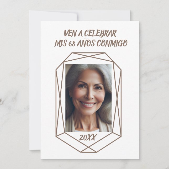 Convite Ven A Celebrar mis 68 Años Fiesta de Cumpleaños (Frente)