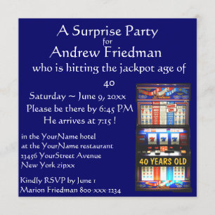 Convite Vencedor da festa de aniversário do slot machine