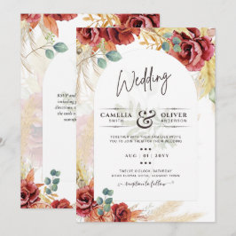 Convite VENDA! Boho Burgundy Dourada Floral Country Fazend