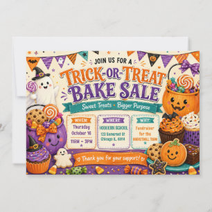 Convite Venda de Bolos de Halloween Trick‑or‑Treat