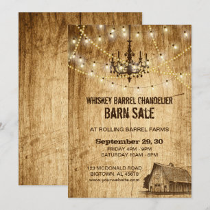 Convite Venda de celeiro com candelabro e luzes