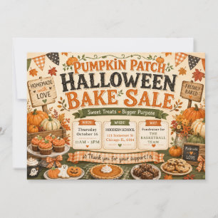 Convite Venda de Produtos Assados de Halloween Outono Poma