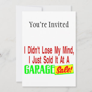 Convite Vendi Minha Mente No Garage Sale