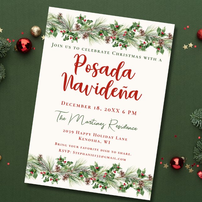 Convite Venerado Natal Festivo Mexicano Posada Navideña (Criador carregado)