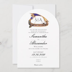 Convite Venetia Gondola com Casamento Branco Negro de Pais