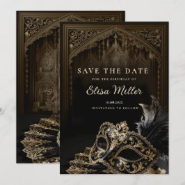 Convite Venetian Gothic Masquerade Party Save the Date