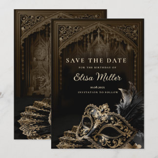 Convite Venetian Gothic Masquerade Party Save the Date