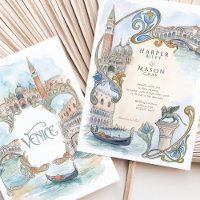 Veneza Itália Aquarela Pontos Turísticos Casamento
