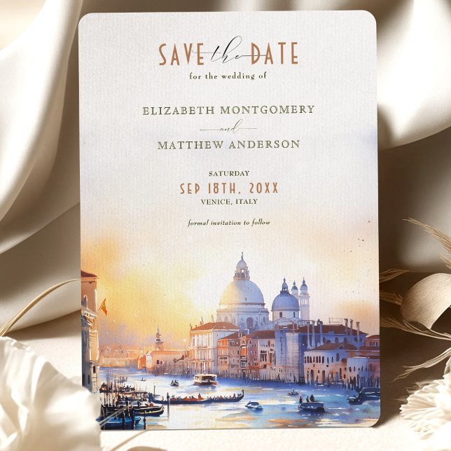 Convite Veneza Itália Orla Save the Date  (Criador carregado)