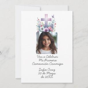 Convite Venha Celebrar Minha Primeira Comunhão com Foto Fl