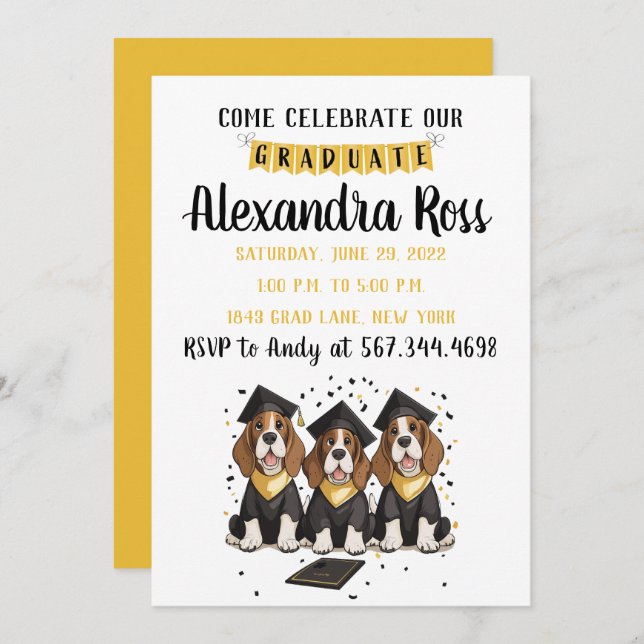 Convite Venha Celebrar Nossos Cachorros De Caça-Formando (Frente/Verso)