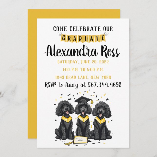 Convite Venha Celebrar Nossos Cachorros De Poodle Padrão D (Frente/Verso)