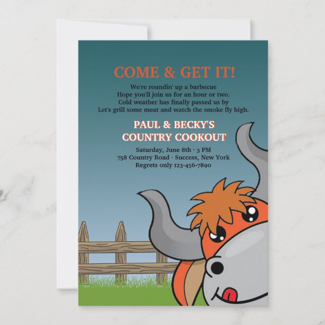 Convite Venha e pegue seu CHURRASCO. (Frente)