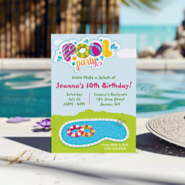 Convite Venha fazer um splash! Festa de Aniversário na Pis